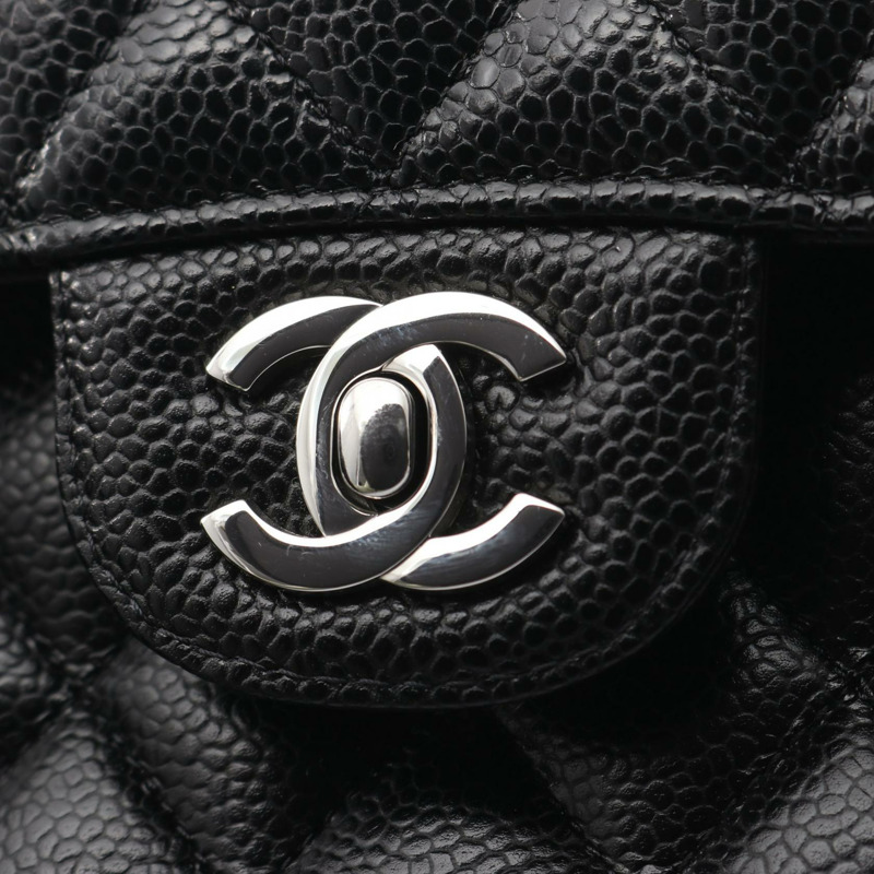 香奈兒 (CHANEL) Matelasse W 翻蓋鏈條肩背包,黑色小牛皮,二手女士 SHW CC-5