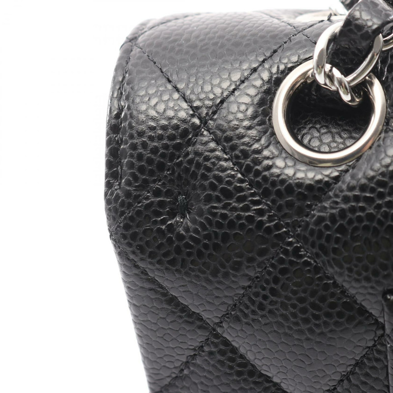 香奈兒 (CHANEL) Matelasse W 翻蓋鏈條肩背包,黑色小牛皮,二手女士 SHW CC-6