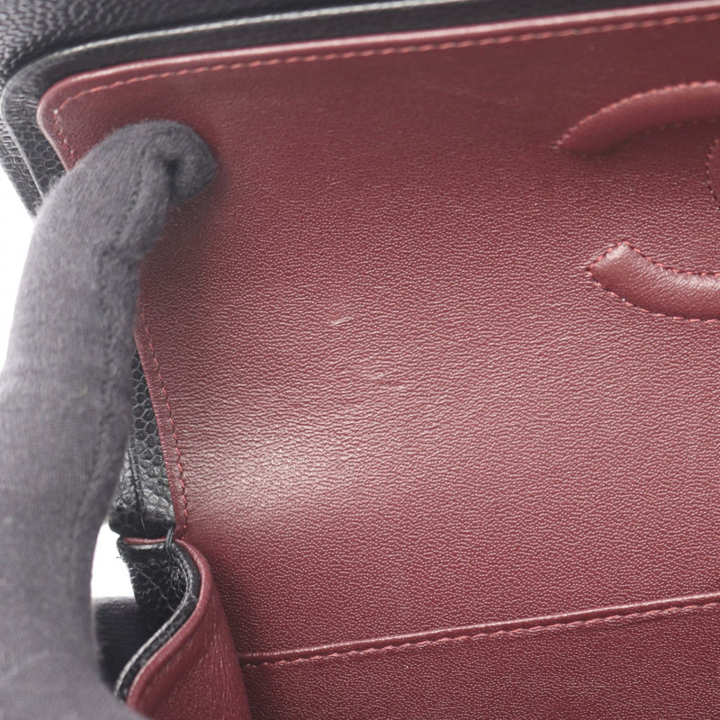 香奈兒 (CHANEL) Matelasse W 翻蓋鏈條肩背包,黑色小牛皮,二手女士 SHW CC-8