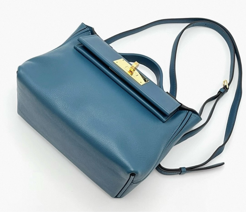 98新 HERMES 鴨子藍 mini 2424 金扣-3