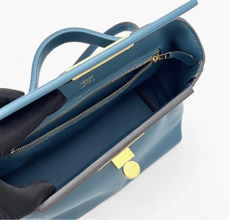 98新 HERMES 鴨子藍 mini 2424 金扣-5