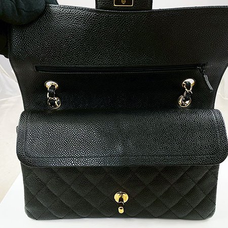 *奢華大道國際精品*【CH0708】CHANEL黑色荔枝紋牛皮COCO 11.12 金釦25CM鏈帶兩用包 A01112-5