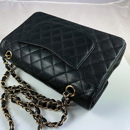 *奢華大道國際精品*【CH0708】CHANEL黑色荔枝紋牛皮COCO 11.12 金釦25CM鏈帶兩用包 A01112-8