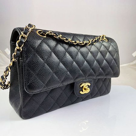 *奢華大道國際精品*【CH0708】CHANEL黑色荔枝紋牛皮COCO 11.12 金釦25CM鏈帶兩用包 A01112-10