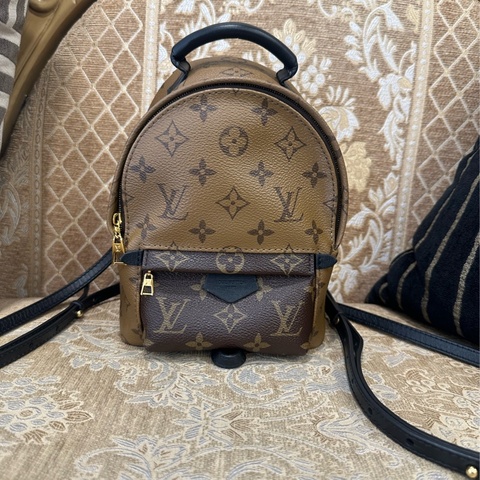 LV 雙色原花金釦Palm springs Mini小書包 M44873
