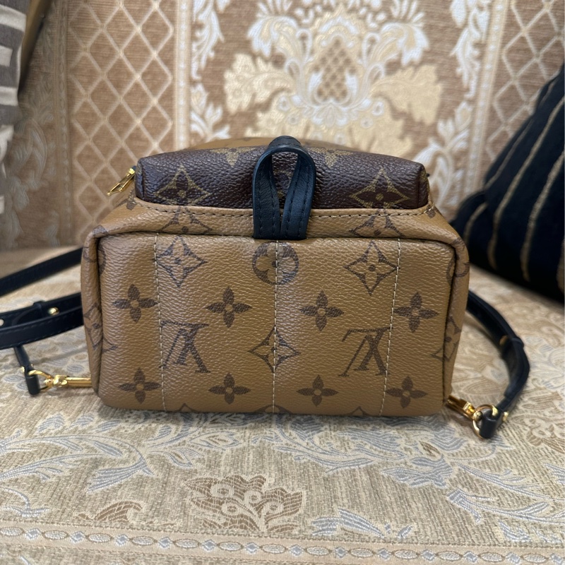 LV 雙色原花金釦Palm springs Mini小書包 M44873-3