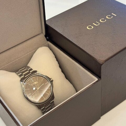*SHIHNA名牌精品* Gucci G-Timeless 棕色錶盤男士腕錶