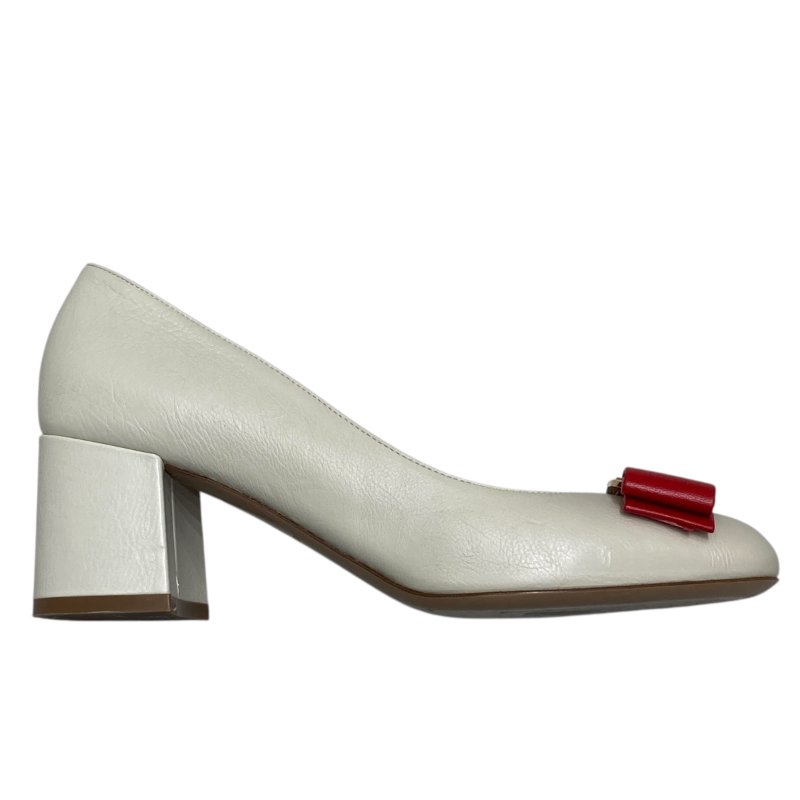 SALVATORE FERRAGAMO 菲拉格慕 6號半 跟鞋 牛皮 紅白 撞色-1