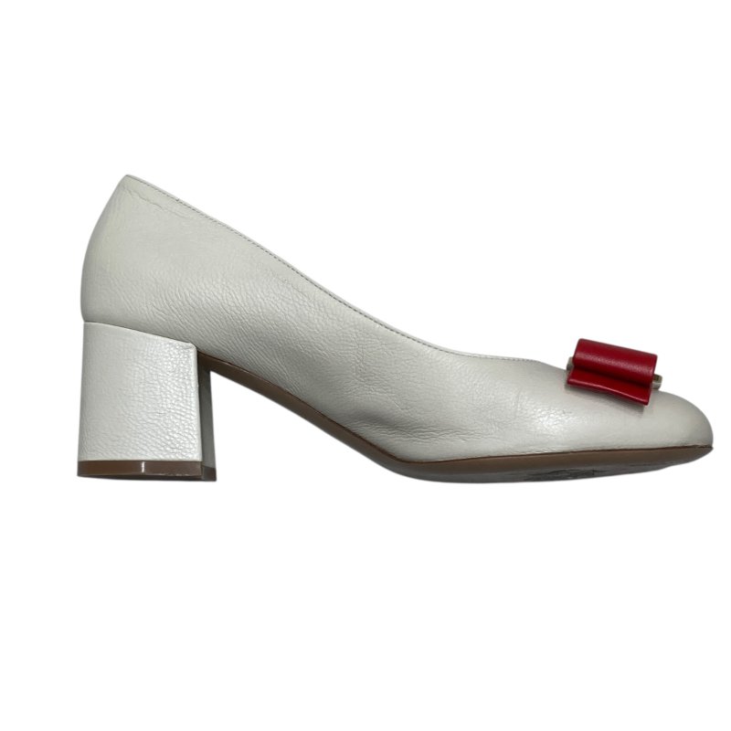 SALVATORE FERRAGAMO 菲拉格慕 6號半 跟鞋 牛皮 紅白 撞色-3