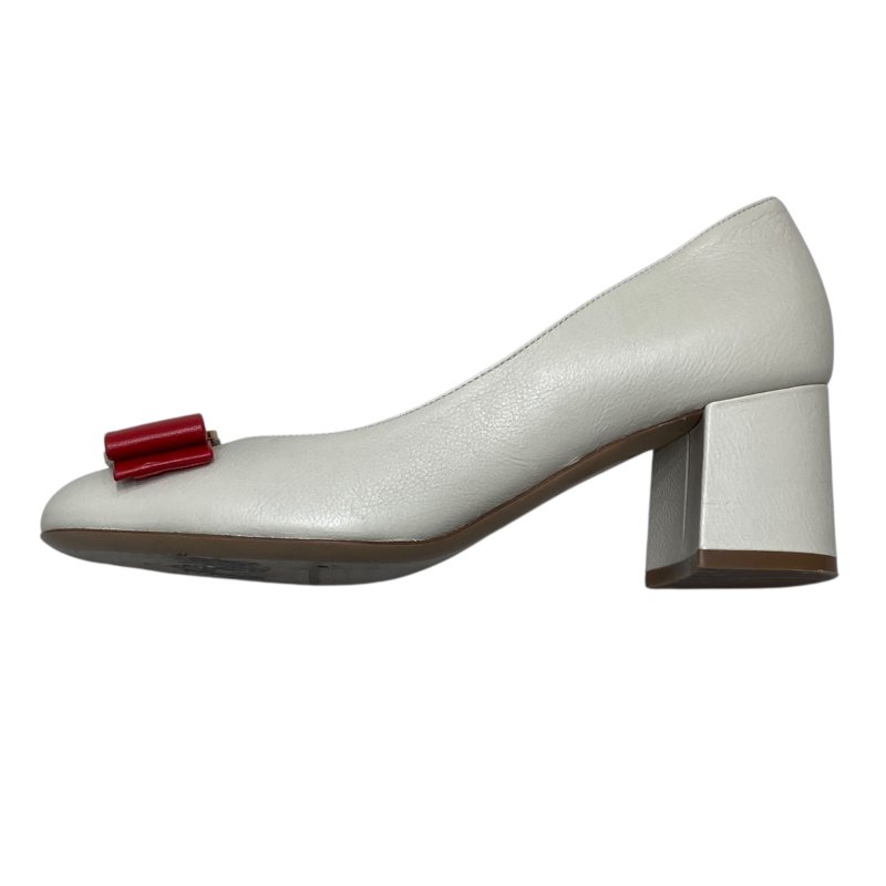 SALVATORE FERRAGAMO 菲拉格慕 6號半 跟鞋 牛皮 紅白 撞色-4