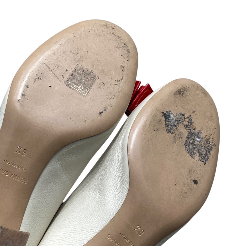 SALVATORE FERRAGAMO 菲拉格慕 6號半 跟鞋 牛皮 紅白 撞色-7