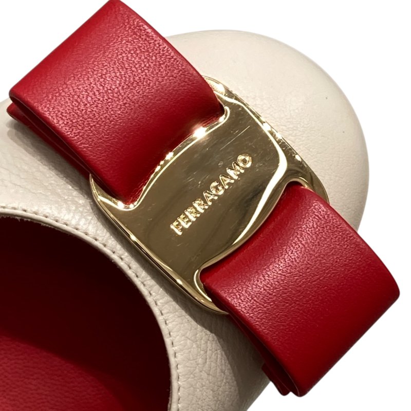SALVATORE FERRAGAMO 菲拉格慕 6號半 跟鞋 牛皮 紅白 撞色-12