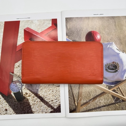 LOUIS VUITTON LV Epi 豔麗橘拉鍊長夾