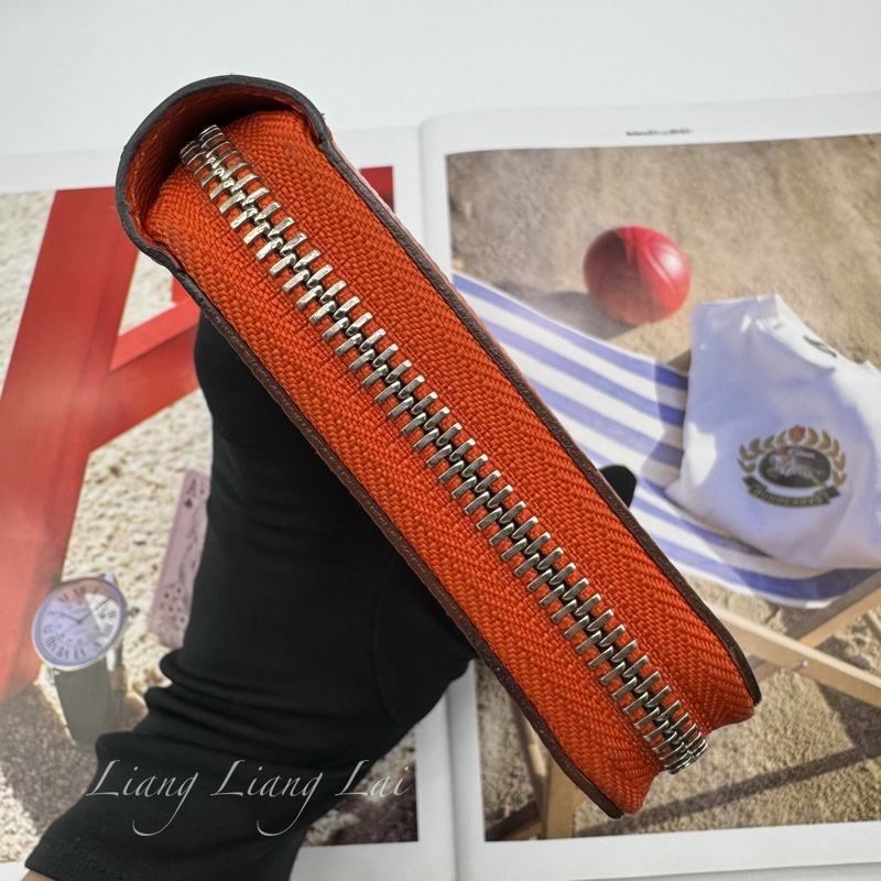 LOUIS VUITTON LV Epi 豔麗橘拉鍊長夾-22