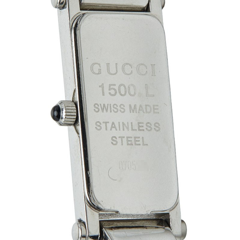Gucci 女士石英手鐲腕錶 1500L 銀色錶盤不鏽鋼錶殼-3
