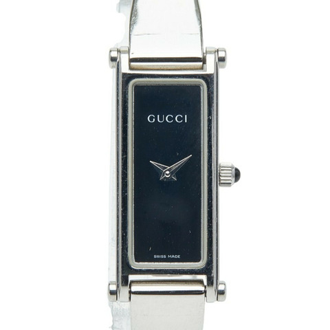 Gucci 女士石英手鐲腕錶 1500L 黑色錶盤 不鏽鋼錶殼
