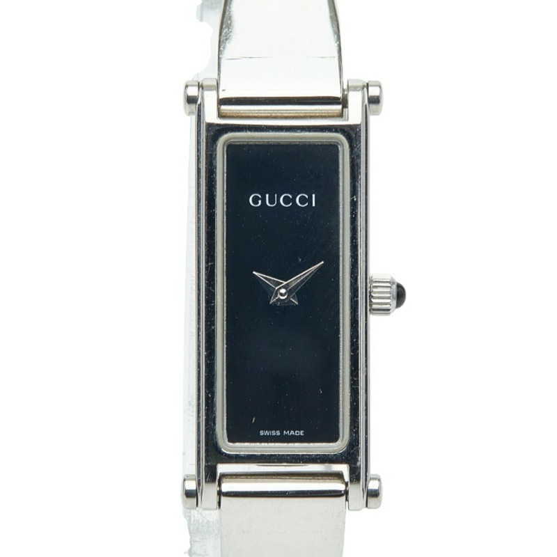 Gucci 女士石英手鐲腕錶 1500L 黑色錶盤 不鏽鋼錶殼-0