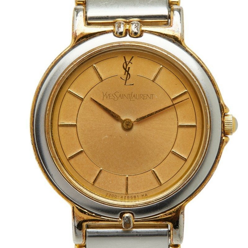 聖羅蘭女士腕錶 2200-428681KA 石英錶 金色錶盤 不鏽鋼錶殼-0