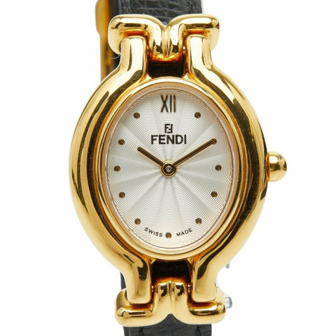 Fendi Chameleon腕錶，可更換錶帶，640L石英機芯，銀色錶盤，鍍層皮革錶帶，女士款，FENDI