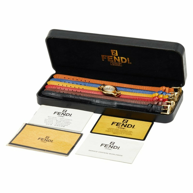 Fendi Chameleon腕錶,可更換錶帶,640L石英機芯,銀色錶盤,鍍層皮革錶帶,女士款,FENDI-10