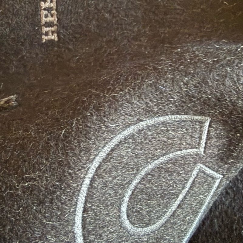 全新Hermès黑灰雙面羊絨圍巾-2