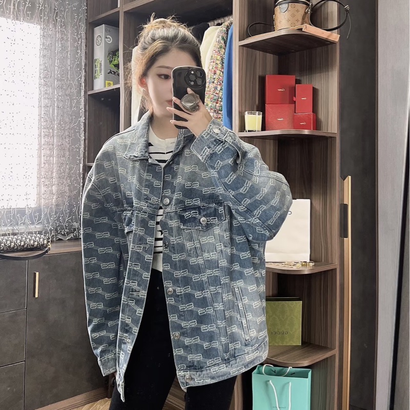 巴黎世家滿版logo牛仔外套-3