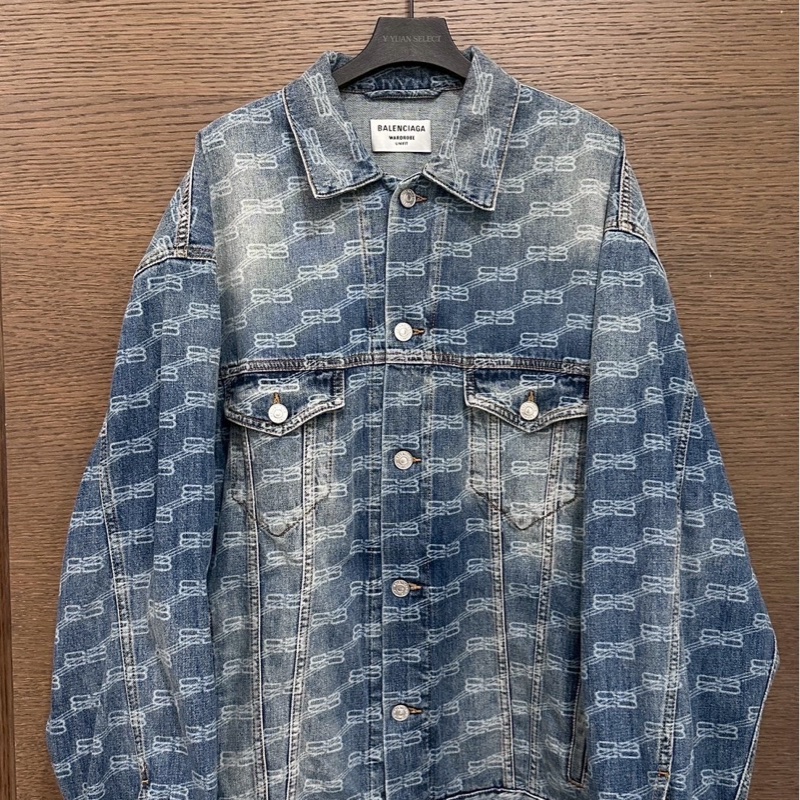 巴黎世家滿版logo牛仔外套-4