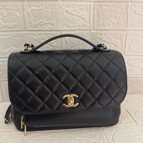 chanel黑荔枝金雙C大郵差包