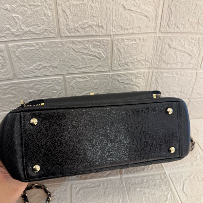 chanel黑荔枝金雙C大郵差包-4