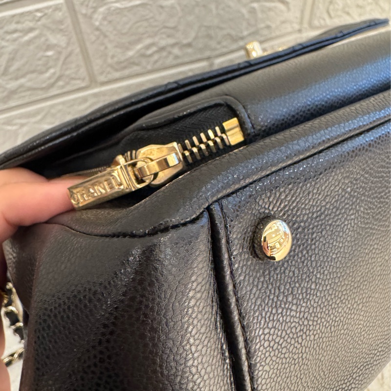 chanel黑荔枝金雙C大郵差包-6