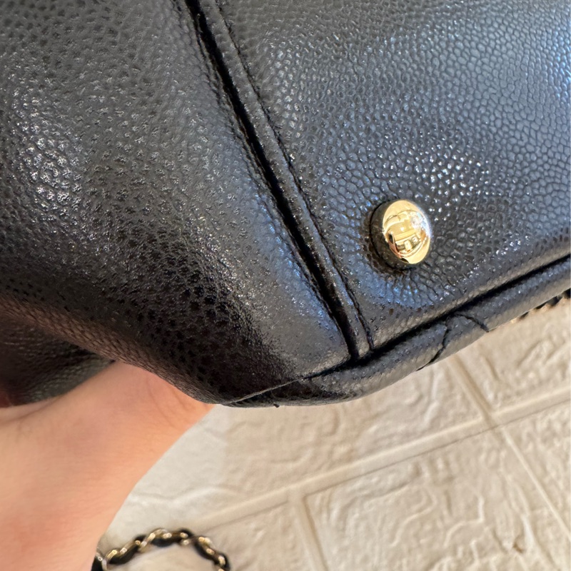 chanel黑荔枝金雙C大郵差包-7