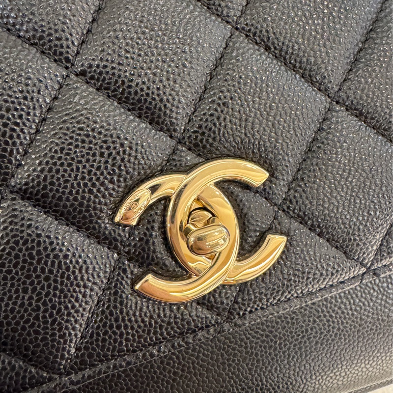 chanel黑荔枝金雙C大郵差包-11