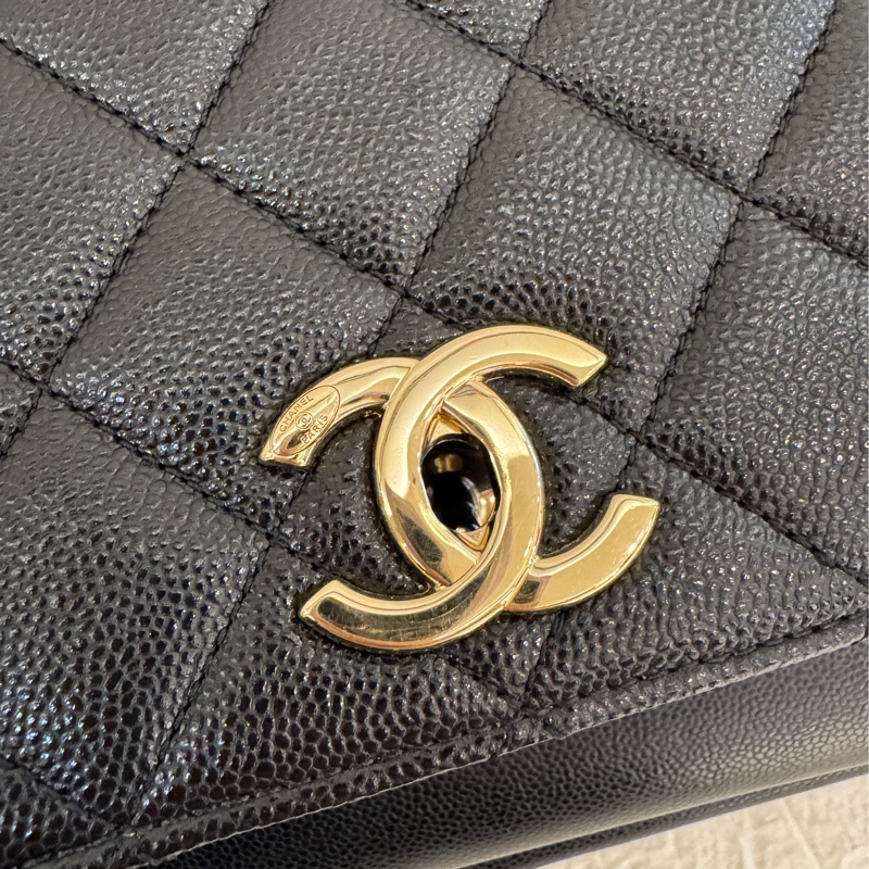 chanel黑荔枝金雙C大郵差包-12