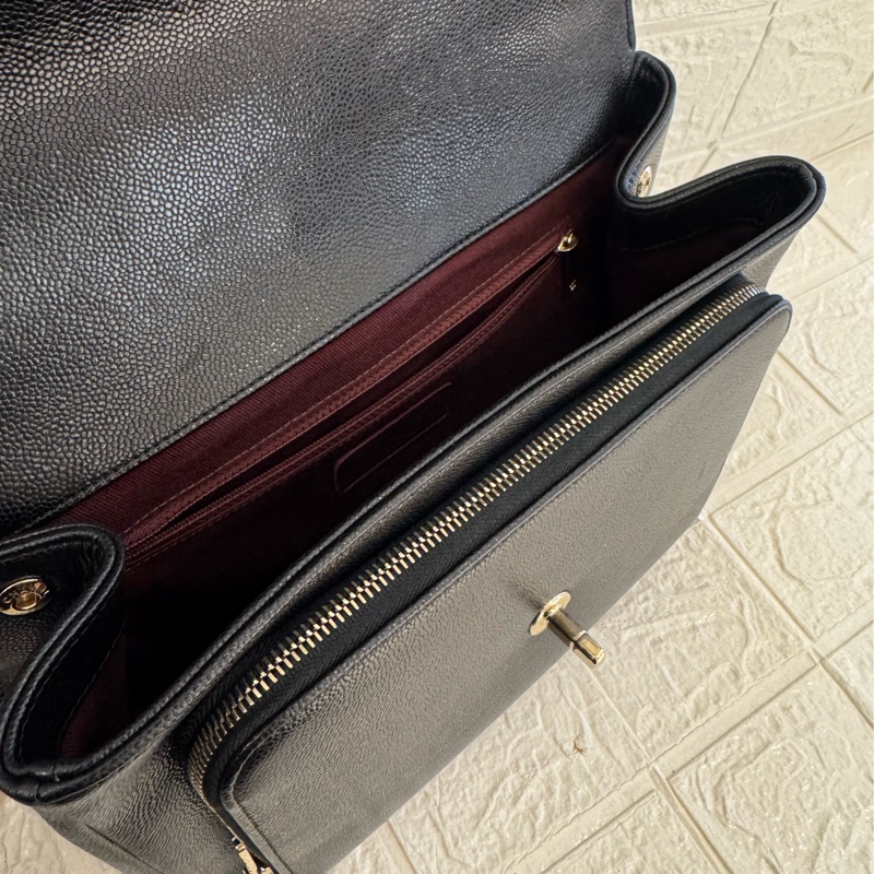 chanel黑荔枝金雙C大郵差包-15