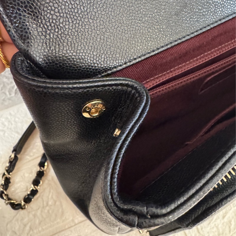 chanel黑荔枝金雙C大郵差包-16