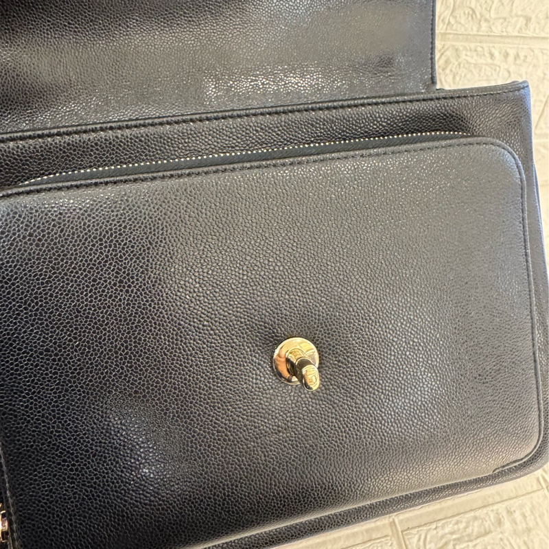 chanel黑荔枝金雙C大郵差包-28