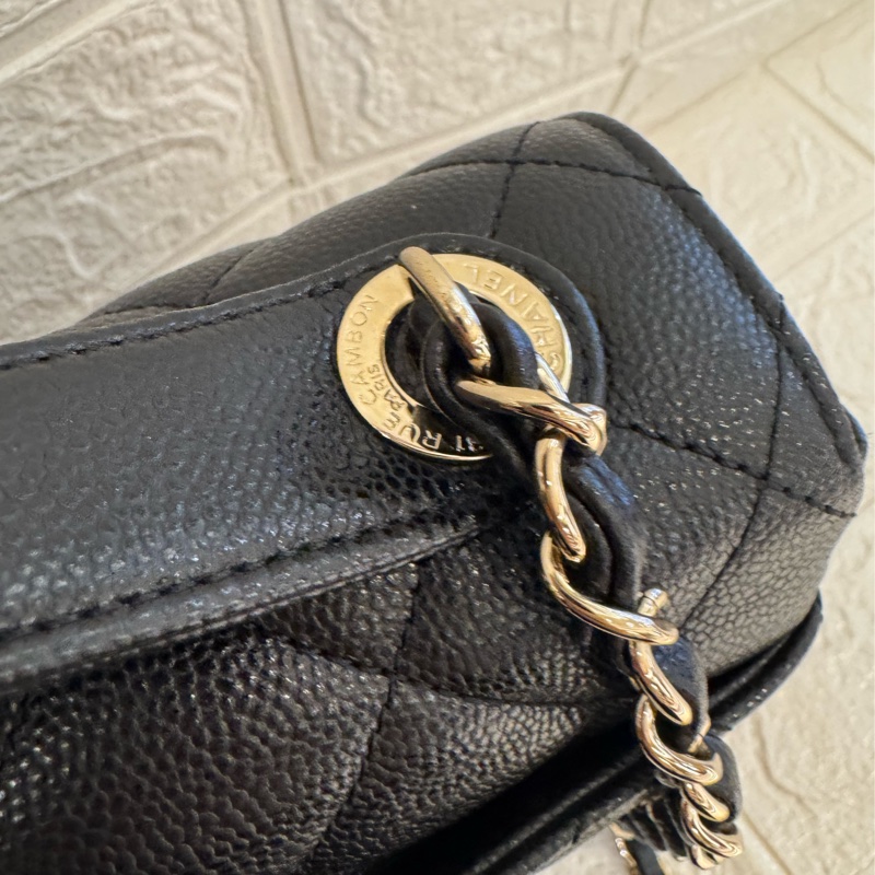 chanel黑荔枝金雙C大郵差包-33