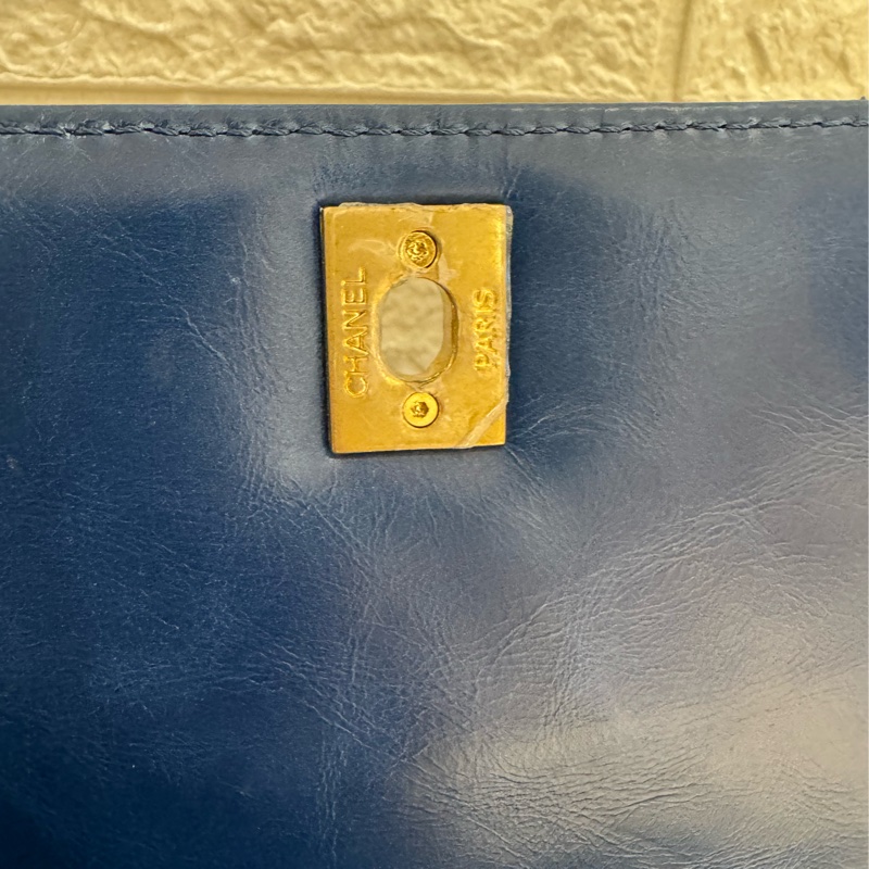 chanel藍色山形紋金雙C handle-16