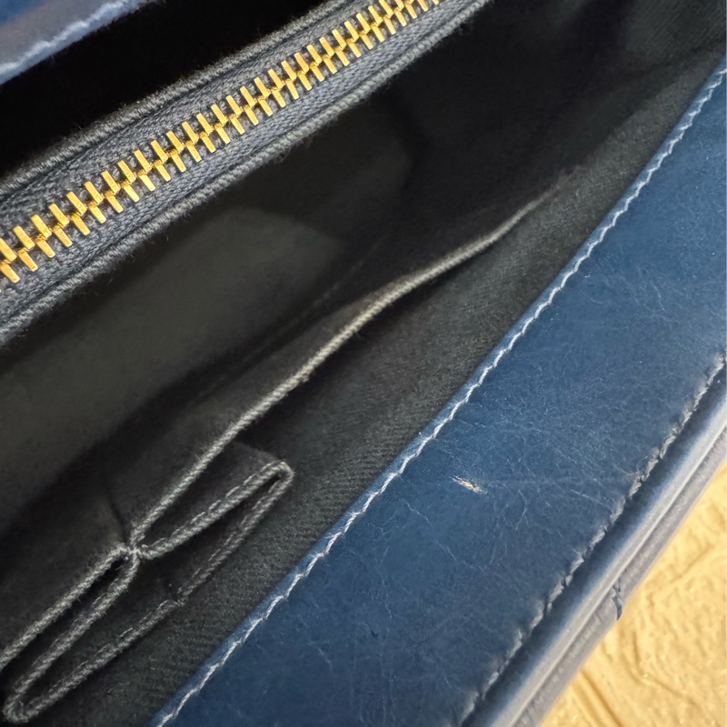 chanel藍色山形紋金雙C handle-25