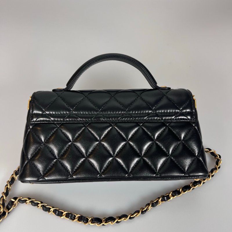 CHANEL CF HANDLE提把側肩包 黑羊皮 晶片款-1