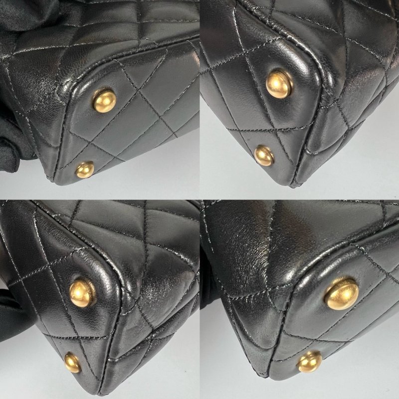 CHANEL CF HANDLE提把側肩包 黑羊皮 晶片款-11