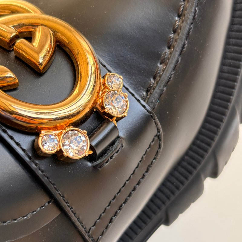 ::GUCCI:: Romance GG-Plaque Leather Ankle Boots 黑色皮革雙G水鑽皮革拉鍊靴子 35號-27