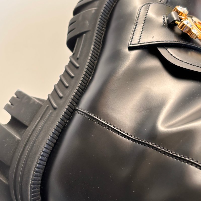 ::GUCCI:: Romance GG-Plaque Leather Ankle Boots 黑色皮革雙G水鑽皮革拉鍊靴子 35號-30