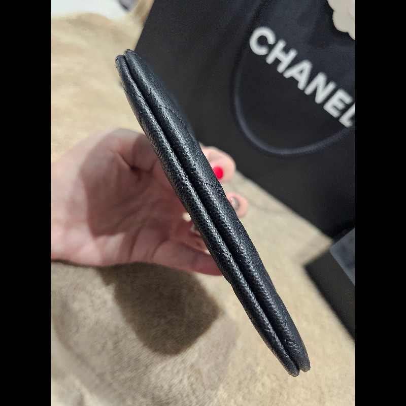 CHANEL 一字金典零錢包 黑金-4