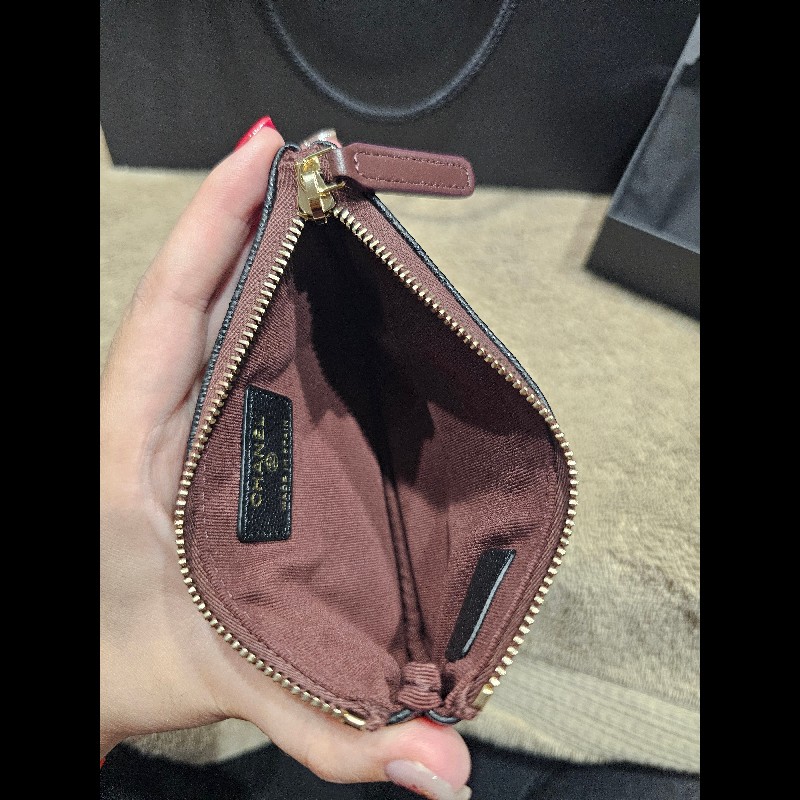 CHANEL 一字金典零錢包 黑金-11