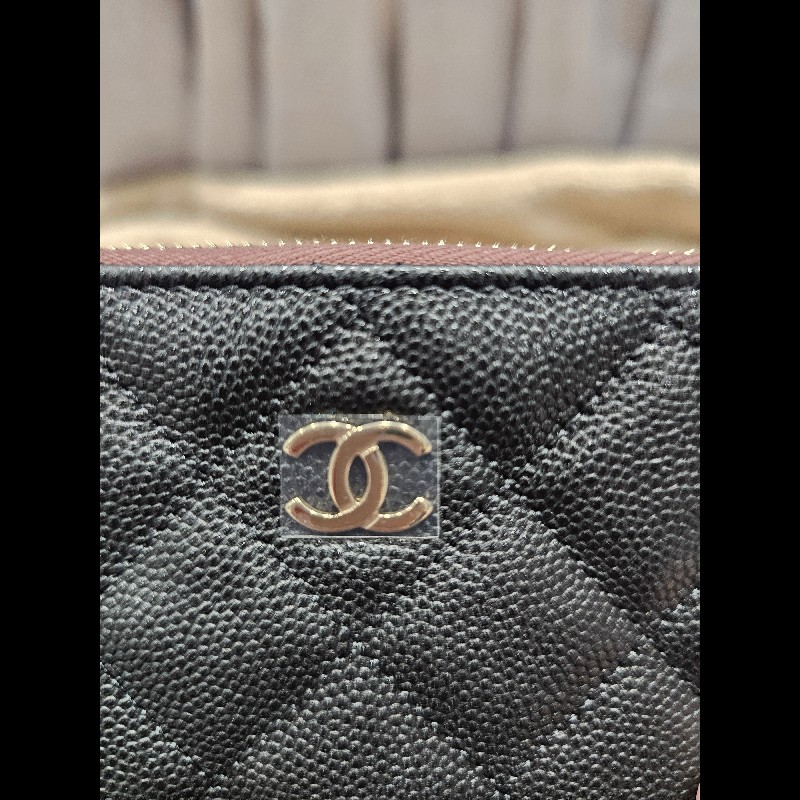 CHANEL 一字金典零錢包 黑金-14