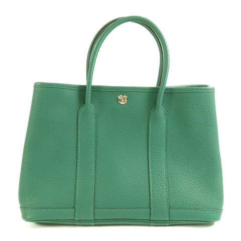 HERMES Negonda皮革Garden Party TPM銀扣手挽袋Malachite