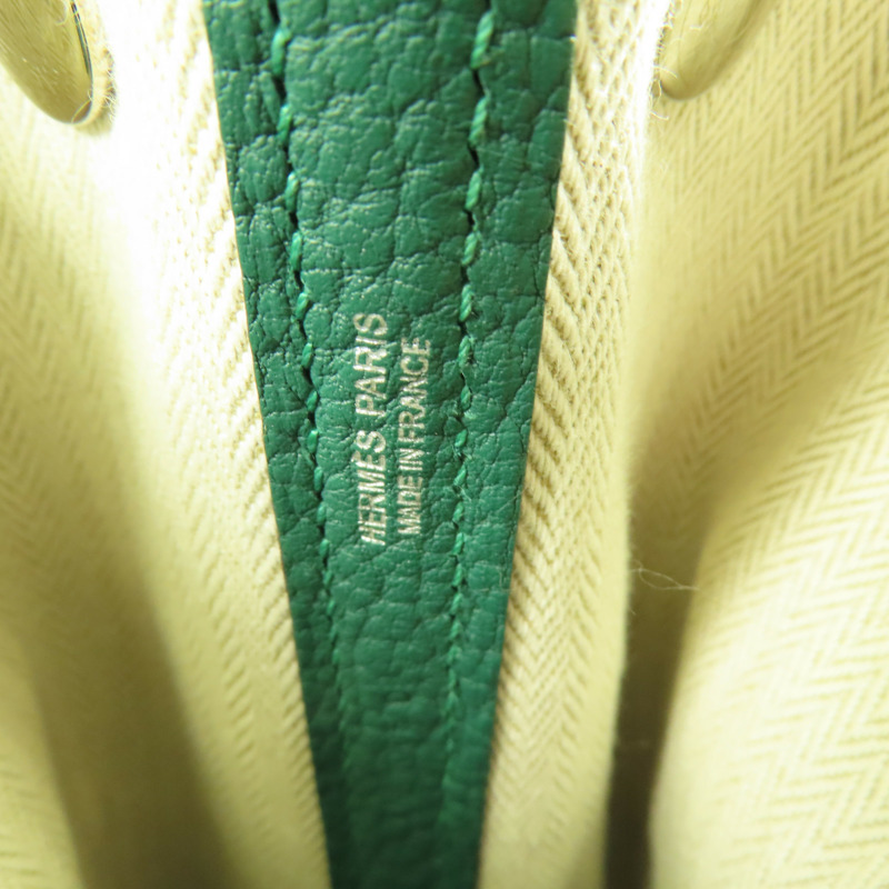 HERMES Negonda皮革Garden Party TPM銀扣手挽袋Malachite-5
