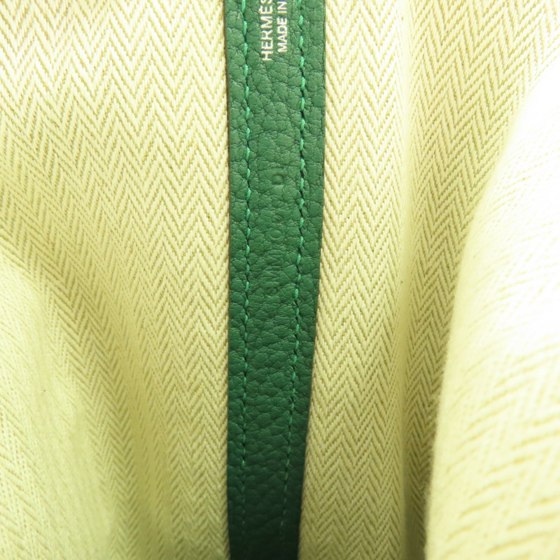 HERMES Negonda皮革Garden Party TPM銀扣手挽袋Malachite-6