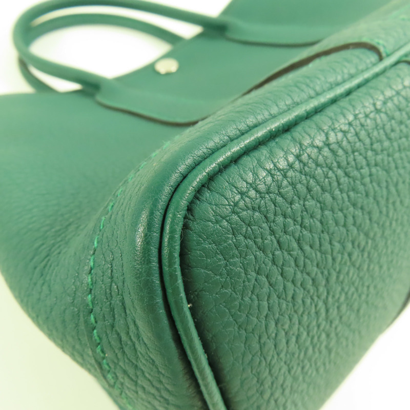 HERMES Negonda皮革Garden Party TPM銀扣手挽袋Malachite-12